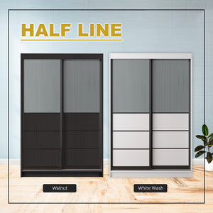 Kenie Series 4FT 2-Door Sliding Door Wardrobe in White Wash or Walnut in 5 Design