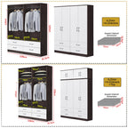 Rome Series 1/2/3/4/5 Doors Tall Wardrobe with Drawers and Top Cabinet in Walnut+White