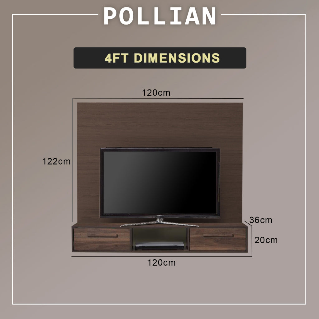 Pollian 4FT/5FT Floating TV Console with Back Panel LED Backlight in 2 Colours