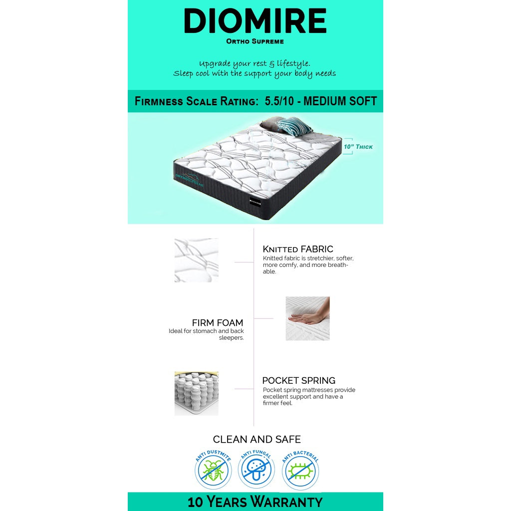 Diomire Mattress With Bed Frame Package. Latex/Memory Foam/Pocketed Spring In All Size