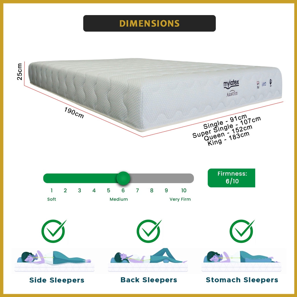 MyLatex AUSTIN 10" Mattress Natural Latex Top Cooling Silk Fabric Cover - All Size