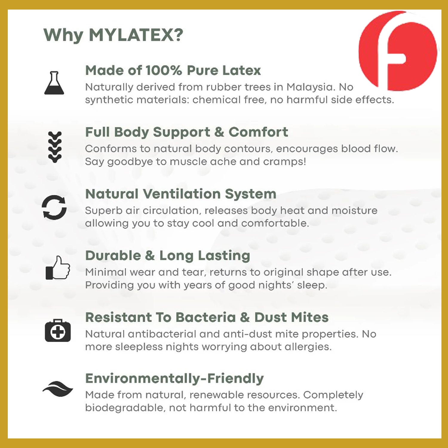 MyLatex Nero basic 100% Natural Latex Topper | Latex Mattress Topper, Hypoallergenic.