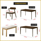 Raco 4/6 Seater Nordic Dining Set w/ Table, Chair & Bench Solid Rubber Wood in 3 Colours