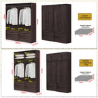 Britain Series 1/2/3/4/5 Doors Tall Wardrobe with Drawers and Top Cabinet in Black Walnut