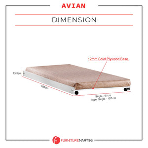 Avian Single/Super Single Pull-Out Bed Frame Solid Plywood Base in White, Cappucino, Cherry Colour