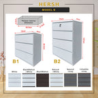 Hersh Premium Chest of Drawers Collection CARB-P2 Certified Board Full Laminated Back Panel in 6 Colours