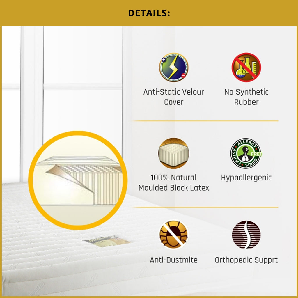MyLatex TARA 2"/4"8" Mattress Natural Latex & Anti-Static Fabric - All Sizes Available