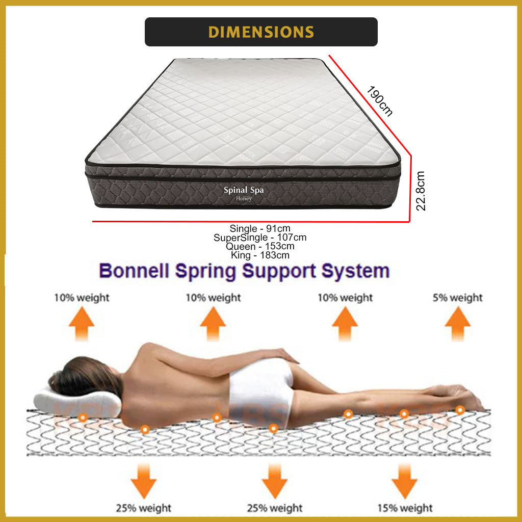 Honey Spinal Spa Firm Posture Support 9inch Spring Mattress. All Size Available