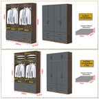 Paris Series 1/2/3/4/5 Doors Tall Wardrobe with Drawers and Top Cabinet in Columbia Grey