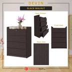 Devin Series Premium Chest of 4 Drawers Collection Full Laminated Back Panel in 6 Colours