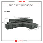 Jaylie Left-Right Reversible Sleeper Sectional Sofa with Ottoman Storage in Grey Pet Friendly Fabric