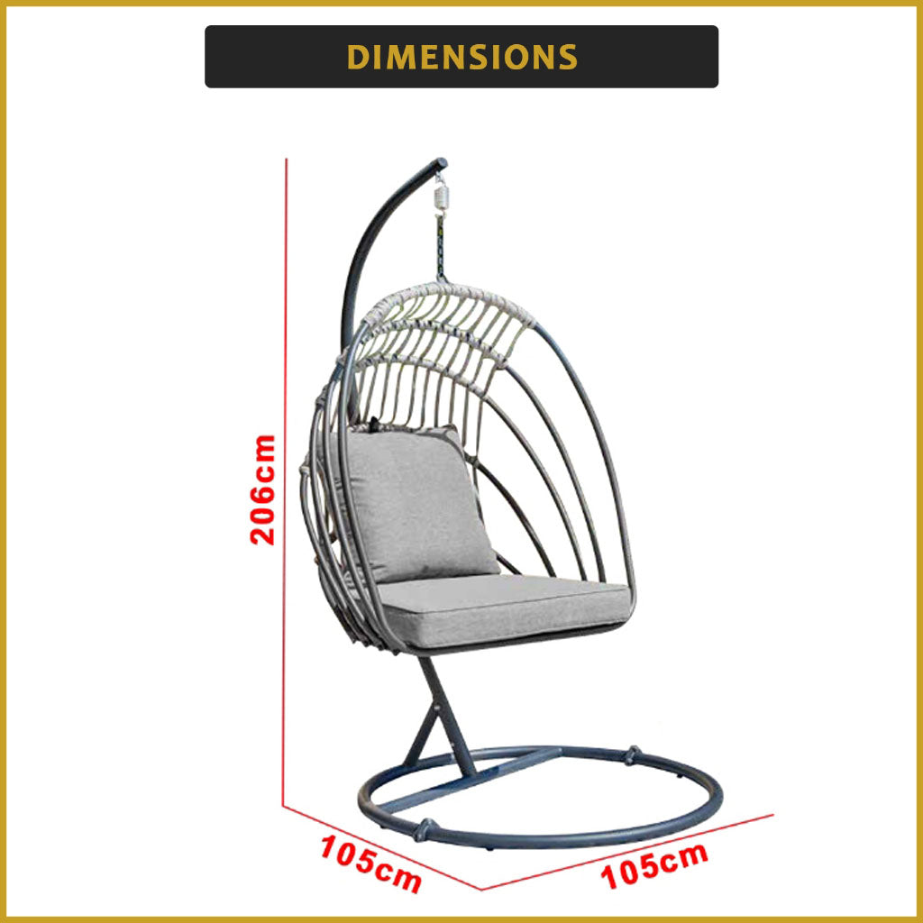 Fiona Series 2 Swing Chair Living Room Garden or Balcony Chair Synthetic Rattan w/ Steel Legs