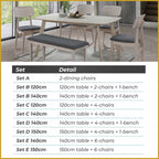 Zono Nordic Dining Set w/ Table, Chair & Bench Solid Rubber Wood in 2 Colours