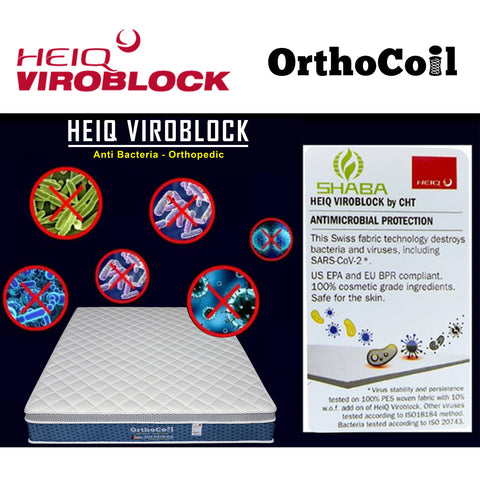 Image of Orthocoil HEIQ Viroblock Anti Bacterial Mattress Pocket Spring - All Sizes Available