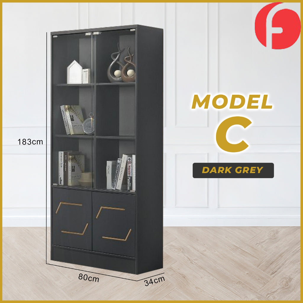 Tessa Series 3 Display Cabinet Book Shelves Glass Door