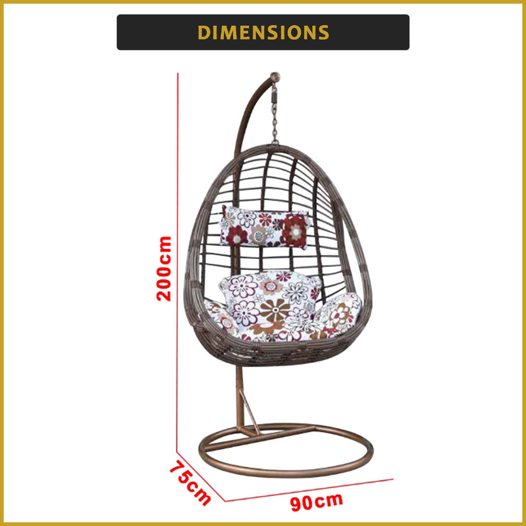 Fiona Series 1 Swing Chair Living Room Garden or Balcony Chair Synthetic Rattan w/ Steel Legs