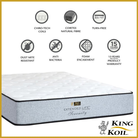 Image of King Koil Serenity 11" Mattress Extended Life Collection - w/ Pillow - All Sizes