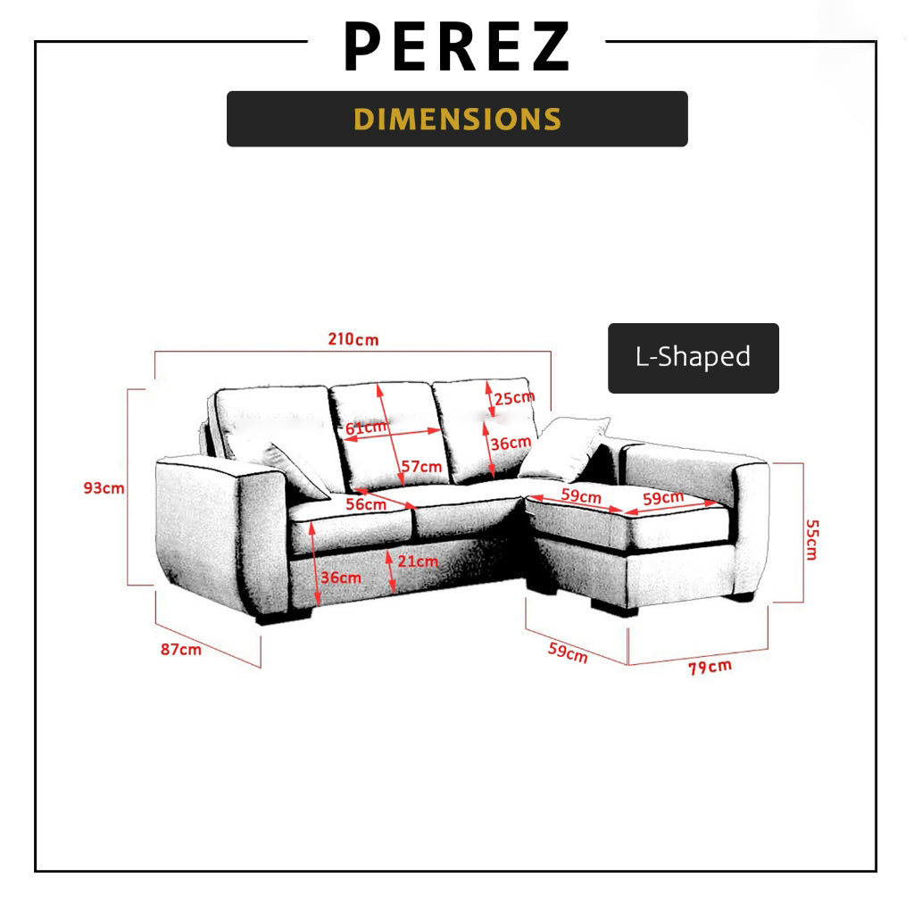 Perez Series Fabric/Leather / PetFriendly Fabric 1/2/3/ L-Shape Sofa