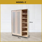 Connie Series Shoe Cabinet CARB-P2 Certified Board Laminated Rattan Pattern