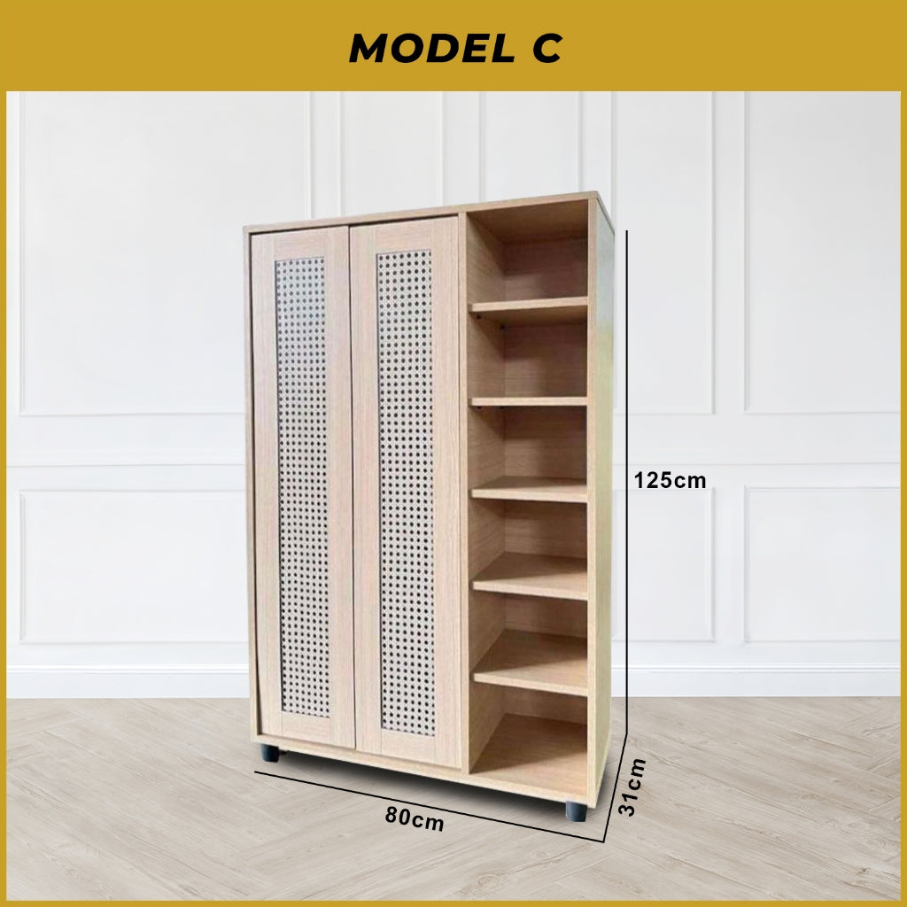 Connie Series Shoe Cabinet CARB-P2 Certified Board Laminated Rattan Pattern