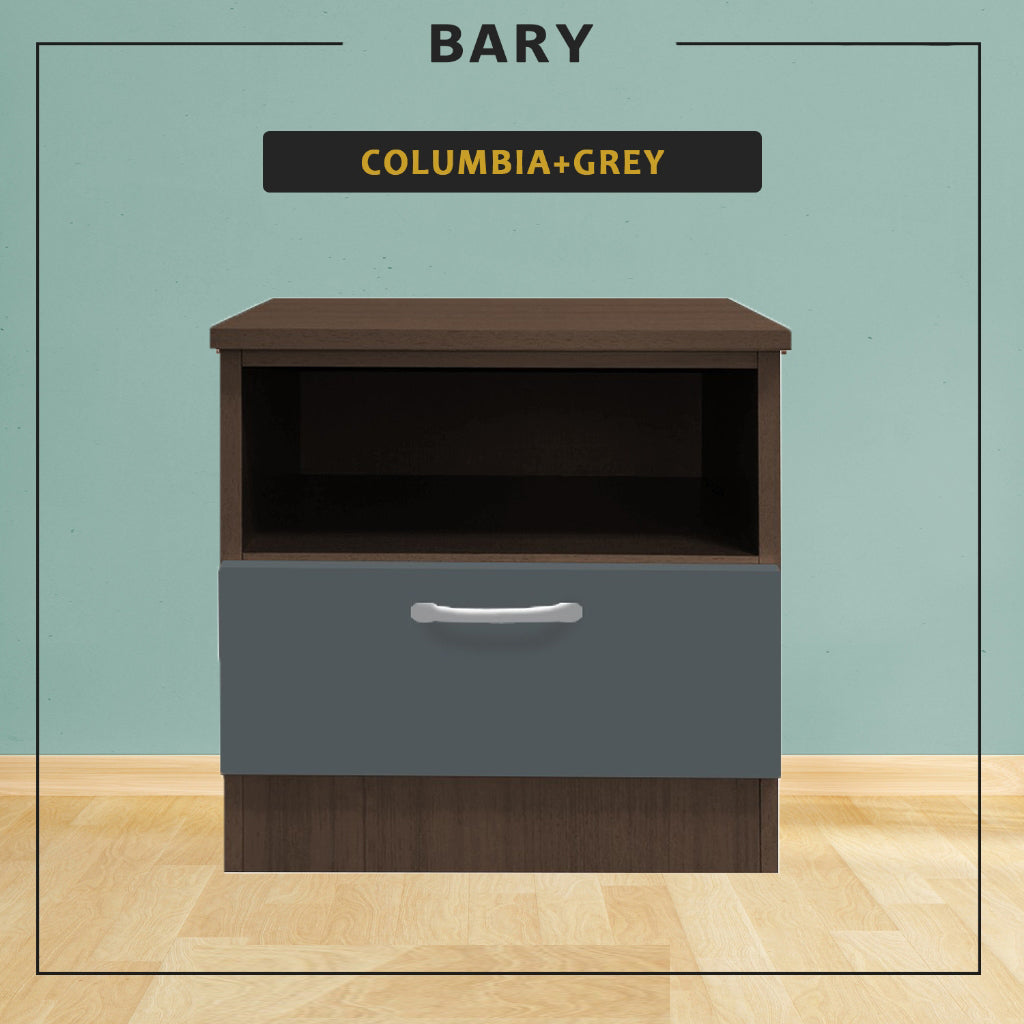 Bary CARB-P2 Certified Board Bedside Table Fully Laminated Back Panel in 6 Colours