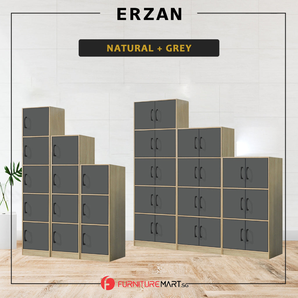 Erzan Series Single and Double Door Cabinet Bookshelf Storage in 6 Colours