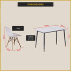 David 1+4 Dining Set with Table and Chair - Heavy-Duty Marble Ceramic Table Top