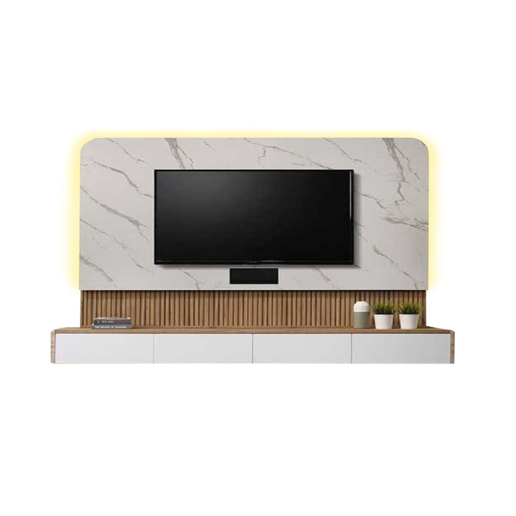 Genesis 8FT Hanging TV Console Floating with LED Backlight with Drawers