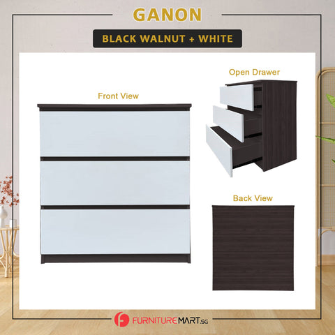 Image of Ganon Series 2 Premium Chest of 3/4 Drawers Collection Full Laminated Back Panel in 6 Colours