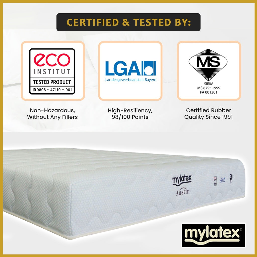MyLatex AUSTIN 10" Mattress Natural Latex Top Cooling Silk Fabric Cover - All Size