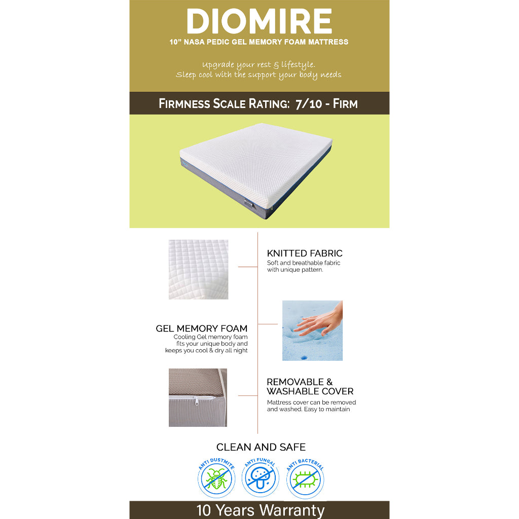 Diomire Mattress With Bed Frame Package. Latex/Memory Foam/Pocketed Spring In Single/Super Single/Queen/King