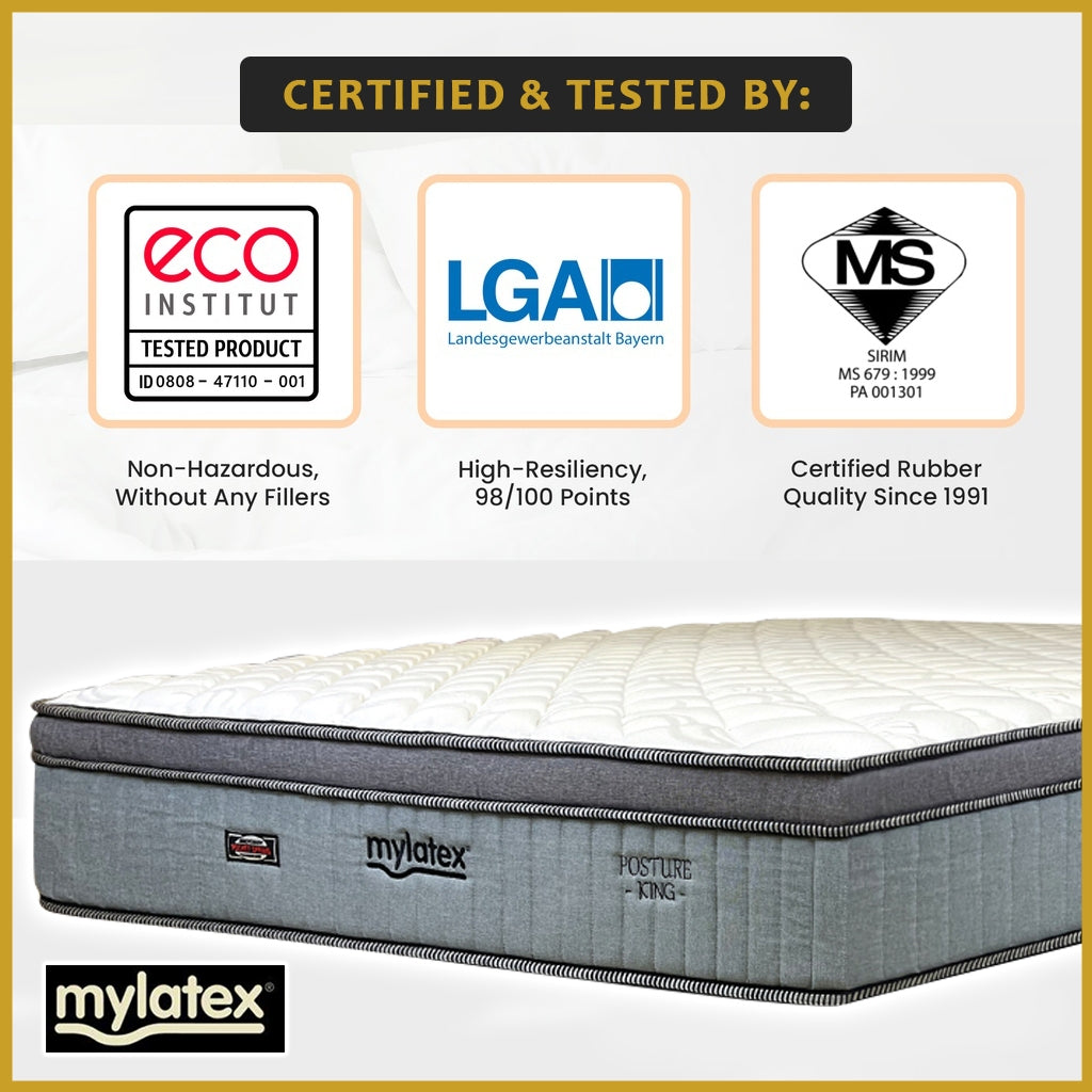 MyLatex Posture King 12" Pocketed Spring Mattress Natural Latex - All Sizes Available