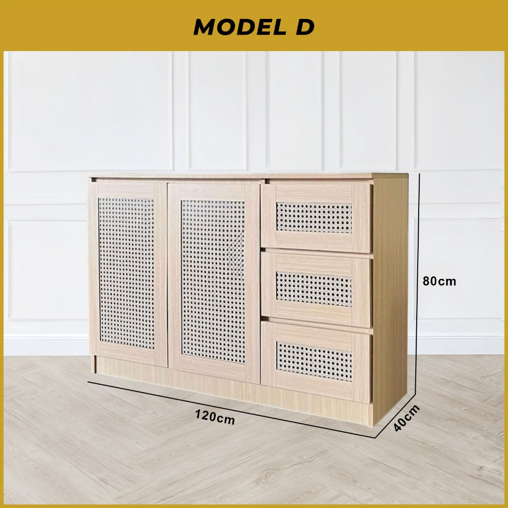 Connie Series Shoe Cabinet CARB-P2 Certified Board Laminated Rattan Pattern