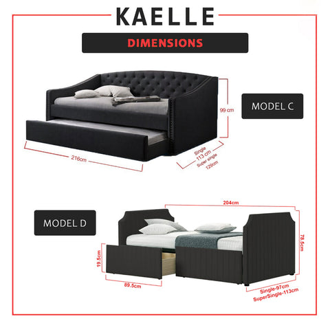 Image of Kaelle Series Daybed with Trundle or Drawer - With Mattress Option