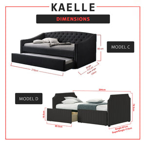 Kaelle Series Daybed with Trundle or Drawer - With Mattress Option