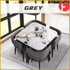 Rachel Dining Set with Curved Edges Sintered Stone Table Top Leather High Density Chair