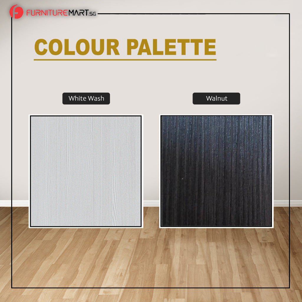 Tiana Series 4FT/5FT 2-Door Sliding Door Wardrobe in White Wash or Walnut