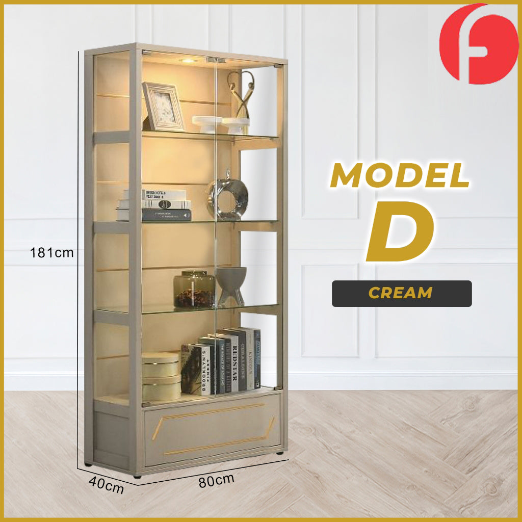 Tessa Series 4 Display Cabinet Book Shelves Glass Door with Light