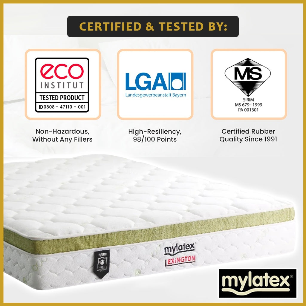 MyLatex LEXINGTON 11" Natural Latex, Coir Fibre Mattress w/ Bamboo Yarn Cover - All Size