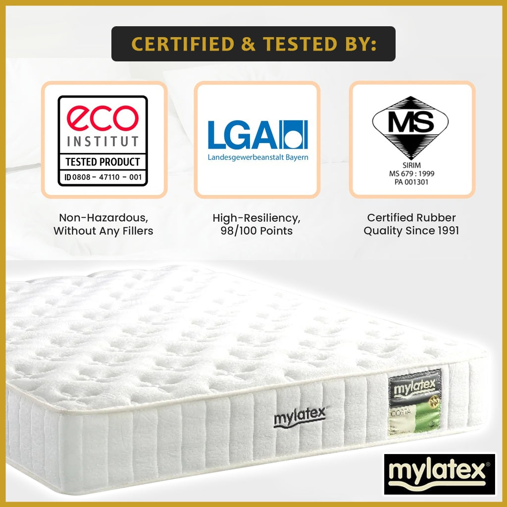 MyLatex COSTA 10" Natural Latex Rubberized Coconut Fibre Mattress - All Sizes Available