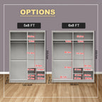 Pablo Series 5/6/8x8FT 2-Door Sliding Door Wardrobe in White Wash or Walnut in 5 Design