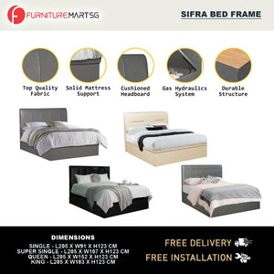 Sifra Storage Bed Frame Linen Fabric/Faux Leather in 4 Model Designs