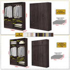 BERLIN Series 1/2/3/4/5 Doors Tall Wardrobe with Drawers and Top Cabinet in 6 Colours