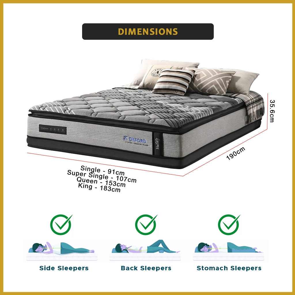 Honey Oxford 14" Graphene Series 7-Zone Pocket Spring Anti-Static Mattress - All Sizes