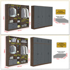 Paris Series 1/2/3/4/5 Doors Tall Wardrobe with Drawers and Top Cabinet in Columbia Grey
