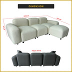 Momo Modular Sofa Pet-Friendly Scratch Resistant Leather Look Tec Fabric in Ivory or Grey