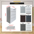 Hersh Premium Chest of Drawers Collection CARB-P2 Certified Board Full Laminated Back Panel in 6 Colours