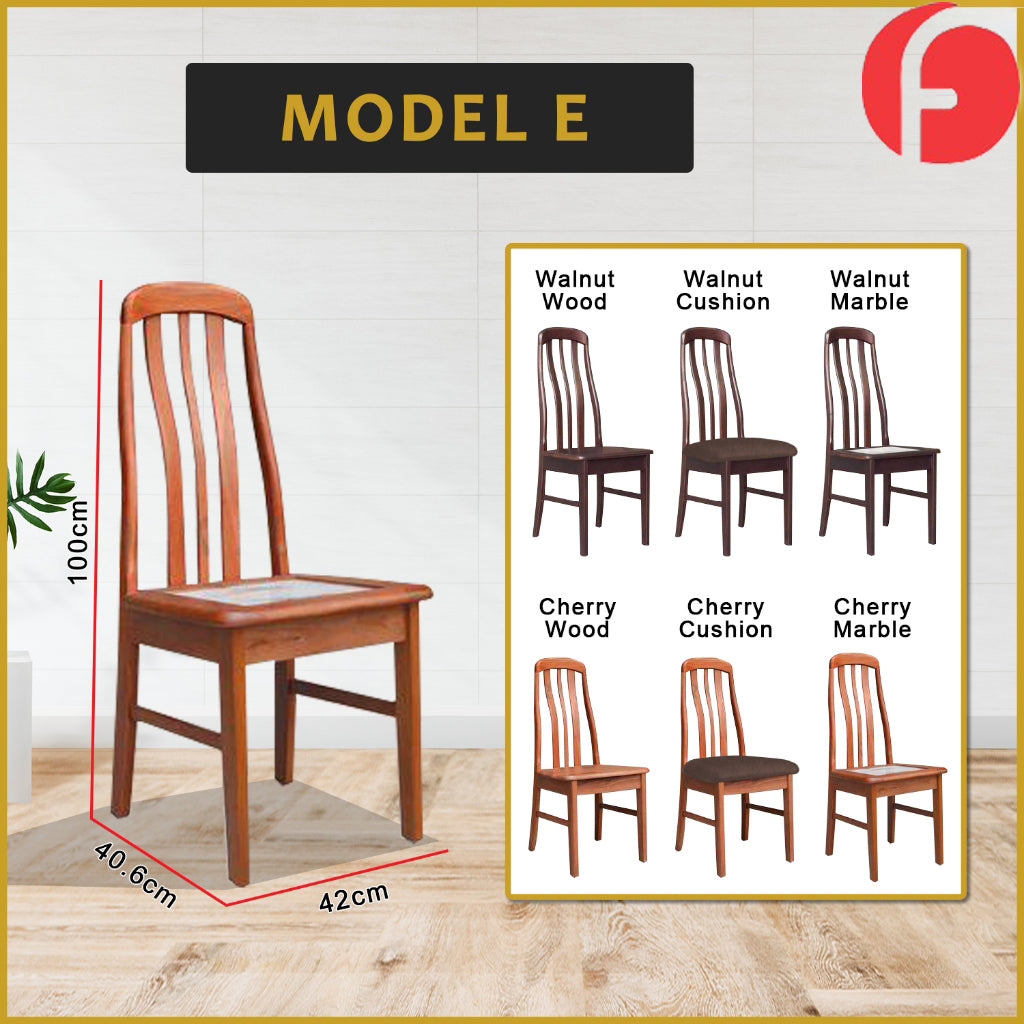 Aisha Dining Chair Collection Solid Wood with Marble or Cushioned Seat in Walnut/Cherry