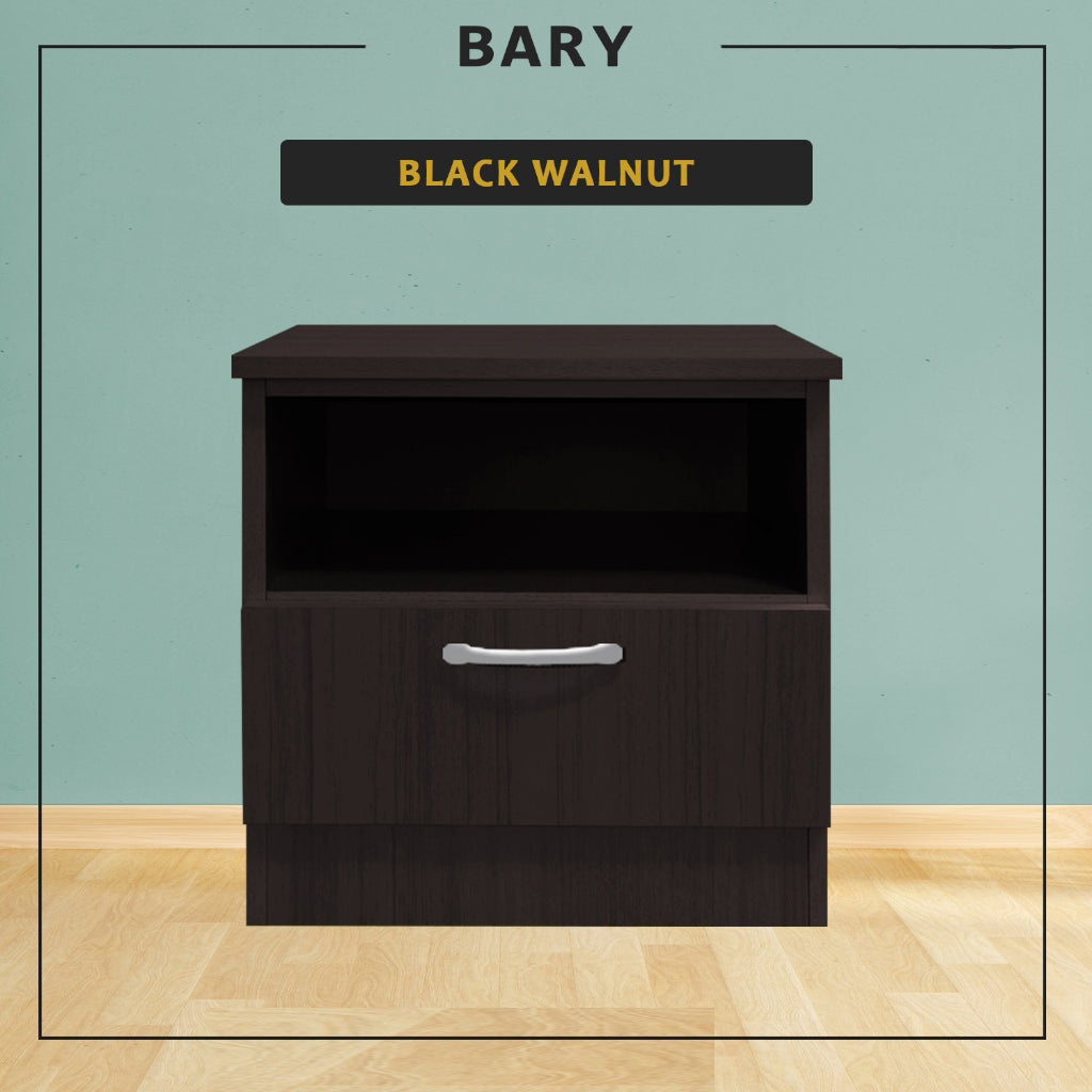 Bary CARB-P2 Certified Board Bedside Table Fully Laminated Back Panel in 6 Colours