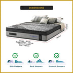 Honey Cambridge 12" Graphene Series 7-Zone Pocket Spring Anti-Static Mattress - All Sizes
